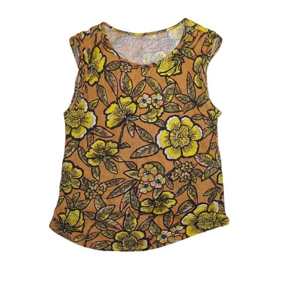 LOFT linen bold retro floral print‎ sleeveless shell top blouse M - Picture 1 of 10